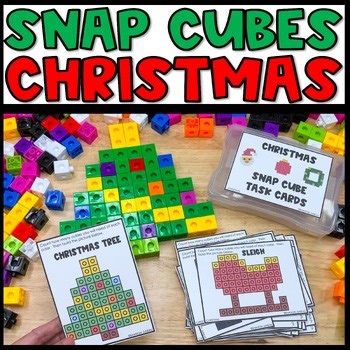Snap Cube Task Cards STEM Activities Elementary Pattern Cards Christmas