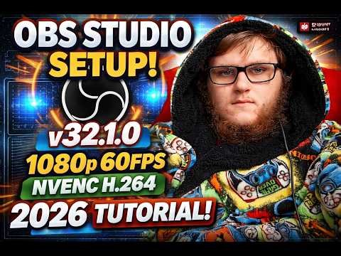 OBS Studio setup tutorial version 32.1.0 for 1080p 60fps on nvenc h.264 2026