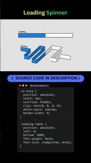 3D Loading Spinner & Progress Bar in HTML & CSS ⚙️ #Shorts #coding #programming #loadinganimation