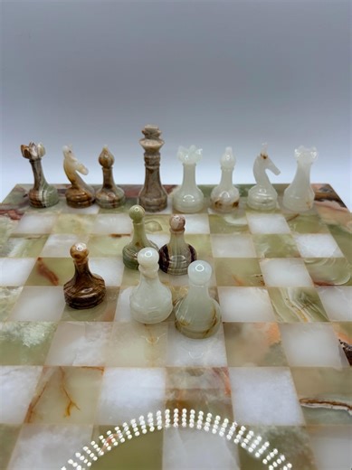 Green Onyx & White Onyx Chess Set 12", Stone Chess Board Set, Onyx Chess, Gift Box Included - Etsy