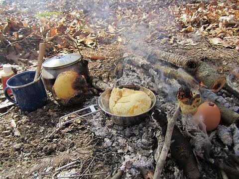 Campfire Cooking - A Typical Morning Meal -