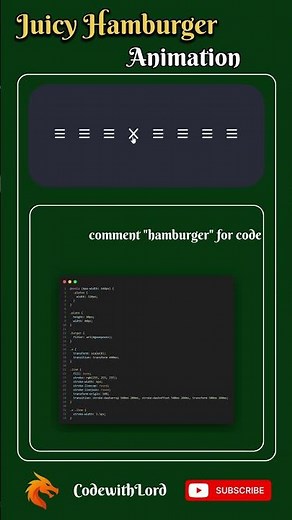 Juicy Hamburger Menu Animation 🔥 | HTML CSS JavaScript UI Animation Tutorial | CodewithLord