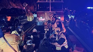 Bus overturns in California mountains, sending multiple people to the hospital