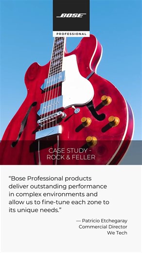 Step inside Rock&Feller’s Unicenter—where food, music, and technology come together to create a multisensory dining experience. To bring their vision to life, Rock&Feller’s partnered with We Tech Argentina and Bose Professional to design a flexible, high‑performance audio system that energizes every corner of the restaurant while blending seamlessly into its iconic rock‑inspired design. From predictive acoustic modeling to intuitive multi‑zone control, see how Bose Professional technology transf