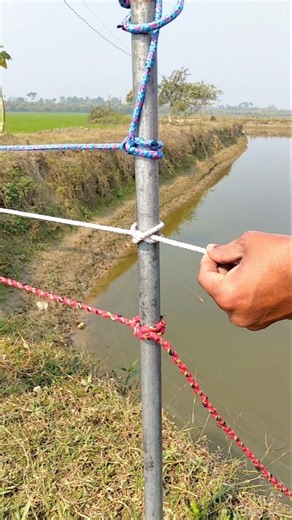 Insanely Strong Rope Knot on Iron Pole 😱 | Genius Binding Trick That Works!🪢#RopeKnot#Satisfying