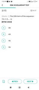 Find the 20th term of the sequence: 7, 3, -1, -5, ...... | Filo