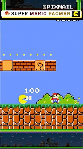 SUPER MARIO AND PACMAN TOGETHER 03 #mario #supermario #pacman #shorts