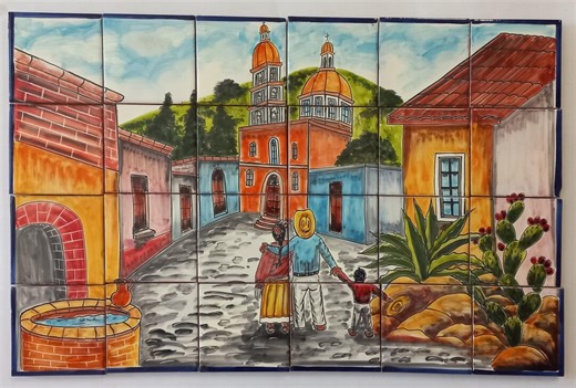 25" CERAMIC TILE MURAL Mexican Talavera Mosaic Hand Painted Clay Backsplash - Etsy