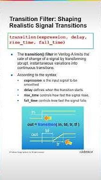Transition Filter: Shaping Realistic Signal Transitions #cadence #chipdesign #eda
