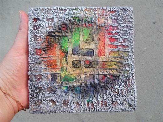 Encaustic Abstract Painting, Textured Mixed Media Wall Art, 6x6 Modern Decor - Etsy