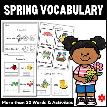 Spring Vocabulary Wall Cards & Activities | 30  Spring Word Cards for Preschool