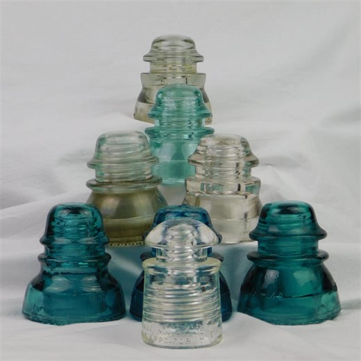 Vintage Glass Insulators Collection Pyrex Clear Hemingray Aqua Clear Whitehall Armstrong Utility Display Industrial Decor - Etsy