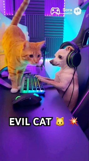 Baxter Gaming Hard.. Evil Cat Ruins Everything 😂🐱 #baxtergaming #dogvscat #gamingfail