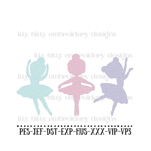 Ballerina Embroidery Design, 3 Dancer Outline Fill (digital Download) - Etsy