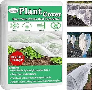 Plant Covers Freeze Protection 10ft x 33ft Floating Row Cover Reusable Garden Fabric Plant Cover for Winter Frost Protection Summer Overheat Prevention and Insects Barrier