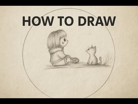 Soft Pencil Drawing | Girl & Cat Quiet Moment 🐾 | Easy Step by Step Drawing for Beginners
