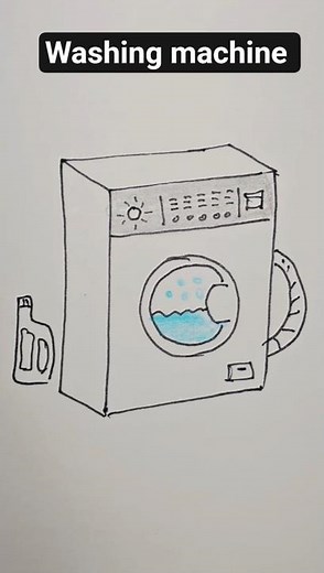 How to draw a washing machine? Household items drawing series
