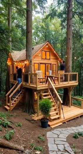 Luxury Treehouse Built Around Real Trees 🌳