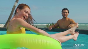 INTEX Round Prism Frame 15ft x 48in Above Ground Swimming Pool Set w/ Pump