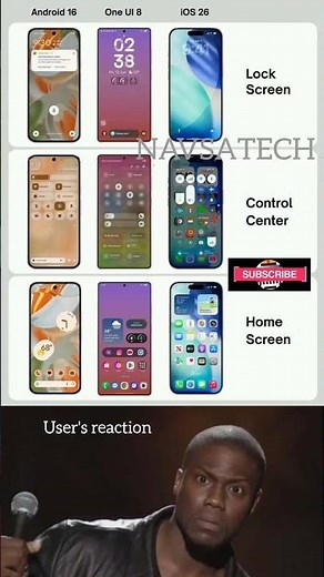 Android 16🍭 vs One UI 8 vs iOS 26 – Who Wins in 2025 😱🤔 #ytshorts #navsatech #shortsfeed #shorts