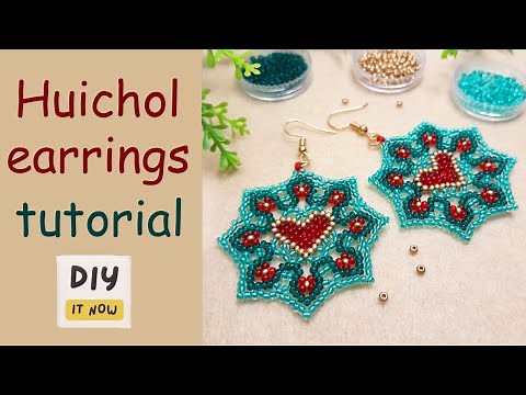 DIY Huichol Earrings – Easy Beaded Heart and Flower Pattern Tutorial for Beginners with Seed Beads