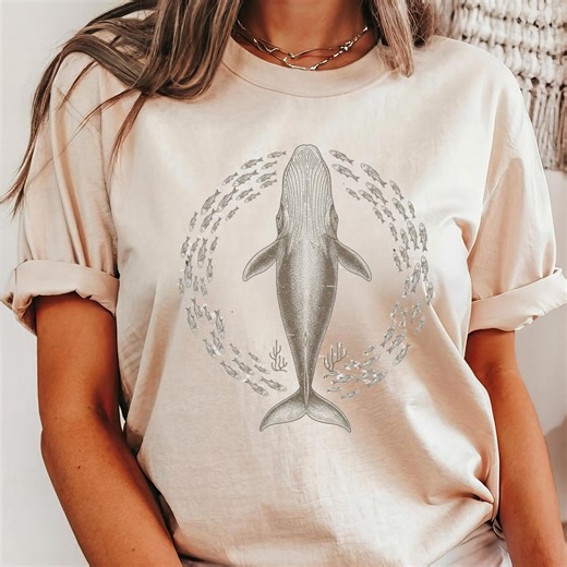 Vintage Whale T-shirt: Oversized Ocean Graphic, Unisex Tee - Etsy