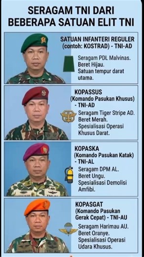 Jenis Seragam TNI dari Satuan Elit