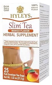 Hyleys Slim Tea Mango Flavor - Weight Loss Herbal Supplement Cleanse and Detox - 25 Tea Bags (1 Pack)