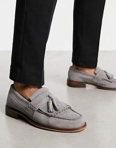 Noak made in Portgual loafers in fringe detail in grey suede | ASOS