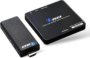 OREI Wireless HDMI Transmitter & Receiver - Extender Full HD 1080p Wirelessly Upto 100 Ft with Dongle - Perfect for Streaming, Laptops, PC, Media and More