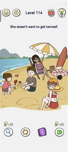 Brain out 2 Level 114 puzzle solved 👍 she doesn't want to get tanned! #braintestsolution #braingame