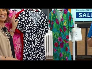 Susan Graver Liquid Knit Faux Wrap Dress with Flutter Sleeves on QVC