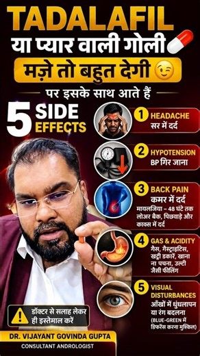 Tadalafil Side Effects: Headache, Back Pain & More | टडालाफिल के 5 साइड इफेक्ट्स