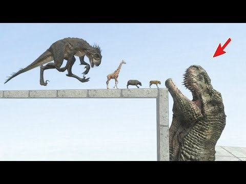 Simulated Tyrannosaurus Rex Head – Who Can Jump Over It?