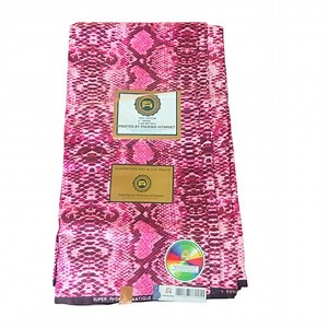 Pink & Maroon 100% Cotton Snake Print Wax Fabric