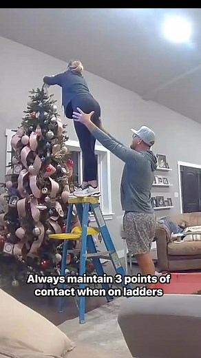 My competent person training may be expired, but I know for certain you gotta maintain 3 points of contact while on that ladder 😆😆😆 | Austin Montgomery