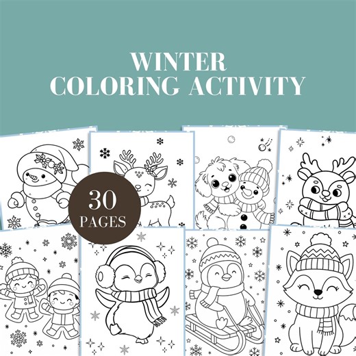 Winter Coloring Pages Winter Coloring Printable Winter Coloring Pages 1st Grade Winter Coloring Hand Drawn Kids Winter Coloring - Etsy