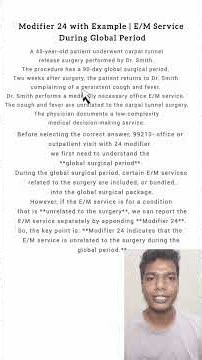 Modifier 24 with Example | E/M Service During Global Period #medicalcoding #cpcexam