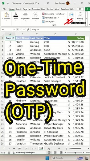 Excel Tips And Tricks - How to Use One-Time Password (OTP) in Excel