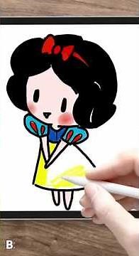 COMO DIBUJAR A BLANCANIEVES PASO A PASO - DIBUJOS PARA DIBUJAR - PRINCESAS FACILES KAWAII