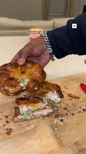 Eatz & Bitez | Recipes & Wellness on Instagram: "POV: You just found your new personality. 🥗🍗🥐 If it’s not served on a croissant, I don’t want it. Rate this 1-10 in the comments! ⤵️ #ChickenCaesar #CroissantSandwich #FoodPorn #EasyRecipes #BrunchGoals #FoodieReels #ComfortFood #LunchInspo #FriedChicken #CaesarSalad #FoodTok #HomeCooking #ViralFood (TikTok: cookingwithjamarcus)"