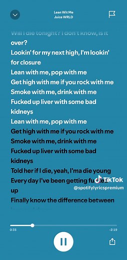 #spotify #premium #lyrics #music #juiceworld #foryoupage #fyp #viral #video JUICE WRLD - Lean Wit Me