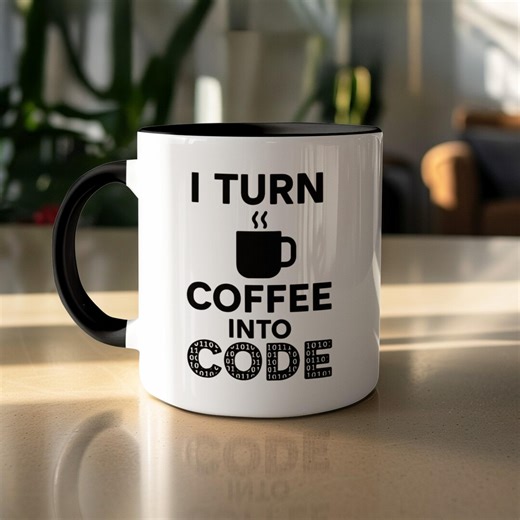 Funny Programmer Mug, I Turn Coffee Into Code. Coder Gift, Software Developer, Coffee, Binary, Coding, Unique, Novelty - Etsy UK