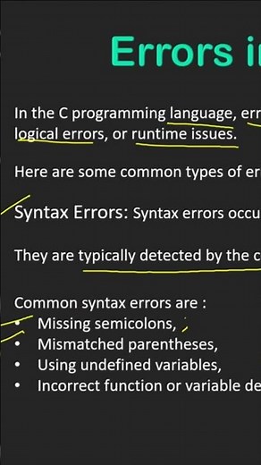 Types of syntax errors in C programming language #cprogrammingtutorialforbeginners