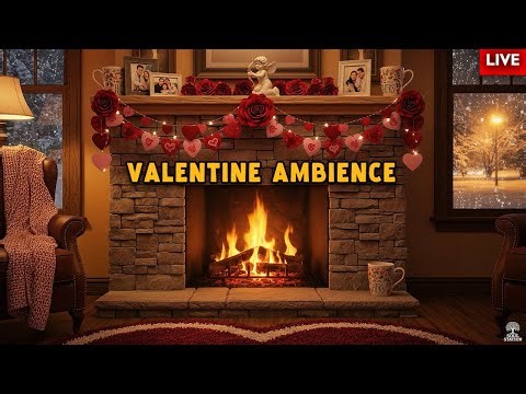 Romantic Fireplace Night ❤️ Cozy Valentine Ambience with Relaxing Fire Sounds & Romantic Music