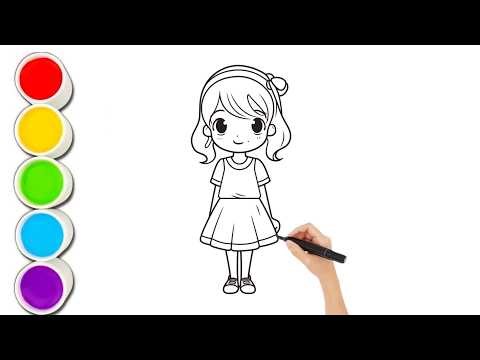 Princess Doll Drawing & Coloring for Kids | How to Draw a Doll Easy