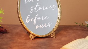 Bucherry Vintage Love Wedding Sign The Love Stories Before Ours Mirror Plaque Elegant Resin Frame with Mirror 10.6" x 7.9" Baroque Reception Decor Gold Table Centerpiece