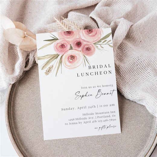 Bridal Luncheon Invitation Template | Editable Bridal Brunch Invite | Printable Bridal Breakfast Invitation | Edit in Canva - Etsy