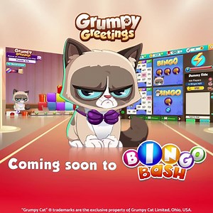 GRUMPY DOES BINGO! Check out the brand new 😾 Grumpy Greetings😾Bingo room - exclusive to Bingo Bash! Download the app now and be ready for Grumpy's arrival: September, 4th, 2020 🎁 Join in here, FOR FREE → https://smart.link/ufe0d1cq7iztm #GrumpyCat #Bingo #FreeToPlay | The Official Grumpy Cat