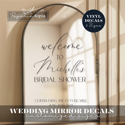 Bridal Shower Mirror Vinyl Decal: Customizable Wedding Welcome Sign - 34 - Etsy